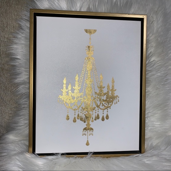 Gold Chandelier Framed Art/Canvas - Picture 8 of 11